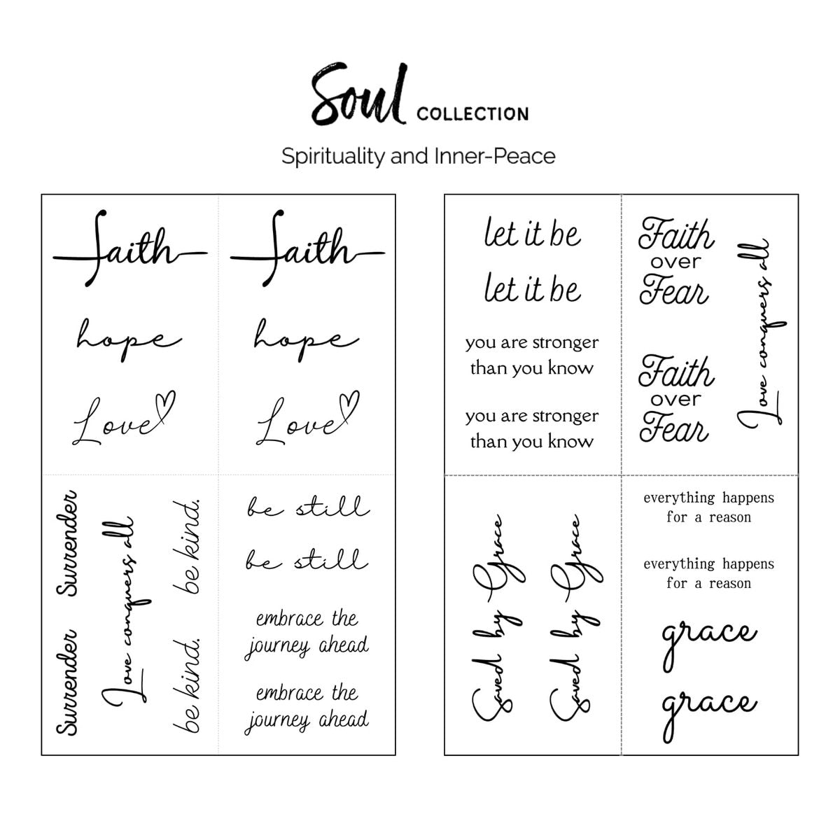 One Grace Soul Collection - Inspirational Motivational Temporary Tattoos for Women and Men - Small Black Waterproof Long Lasting - görsel 5