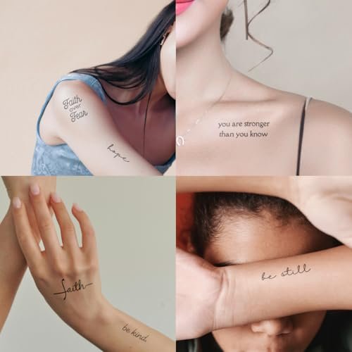One Grace Soul Collection - Inspirational Motivational Temporary Tattoos for Women and Men - Small Black Waterproof Long Lasting - görsel 4
