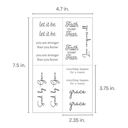 One Grace Soul Collection - Inspirational Motivational Temporary Tattoos for Women and Men - Small Black Waterproof Long Lasting