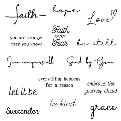 One Grace Soul Collection - Inspirational Motivational Temporary Tattoos for Women and Men - Small Black Waterproof Long Lasting