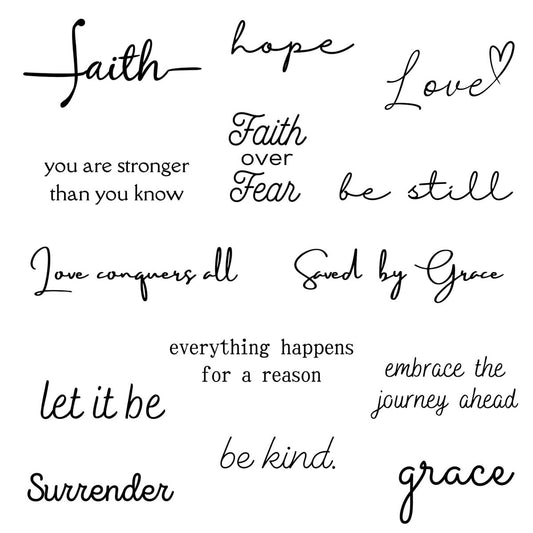 One Grace Soul Collection - Inspirational Motivational Temporary Tattoos for Women and Men - Small Black Waterproof Long Lasting
