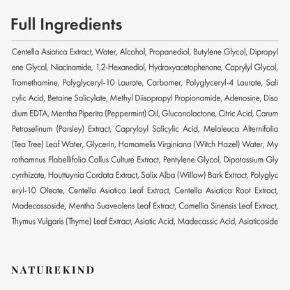 NATUREKIND Heartleaf Tea Tree Tok Acne Treatment Soothing Toner Serum – Korean Facial Skincare for Pore Control, Calming & Nourishing (1.69 fl oz)