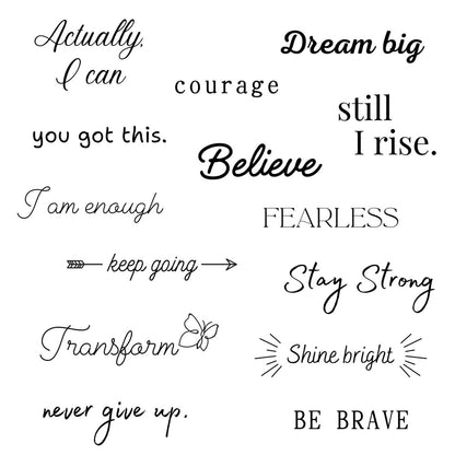 One Grace Believe Collection - Inspirational & Motivational Small Temporary Tattoos - Realistic, Long Lasting, Waterproof Black Mini Tattoos for Women and Men