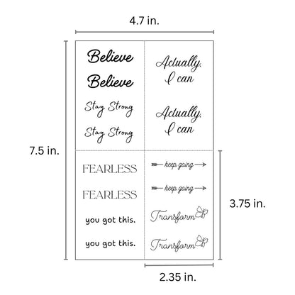 One Grace Believe Collection - Inspirational & Motivational Small Temporary Tattoos - Realistic, Long Lasting, Waterproof Black Mini Tattoos for Women and Men