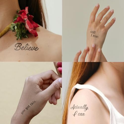 One Grace Believe Collection - Inspirational & Motivational Small Temporary Tattoos - Realistic, Long Lasting, Waterproof Black Mini Tattoos for Women and Men - görsel 4