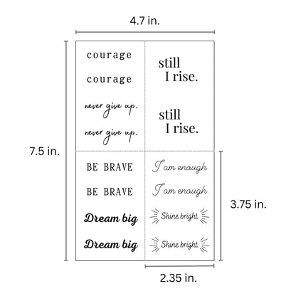 One Grace Believe Collection - Inspirational & Motivational Small Temporary Tattoos - Realistic, Long Lasting, Waterproof Black Mini Tattoos for Women and Men
