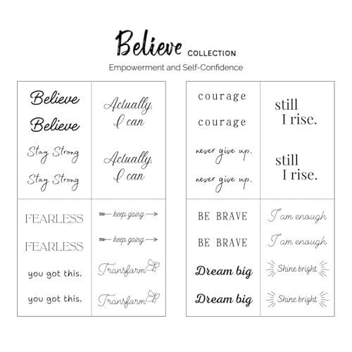 One Grace Believe Collection - Inspirational & Motivational Small Temporary Tattoos - Realistic, Long Lasting, Waterproof Black Mini Tattoos for Women and Men - görsel 6