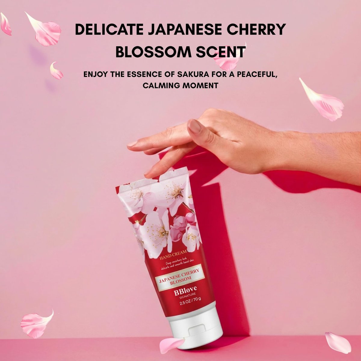 Luxury Hand Cream Moisturizing Set - 3-Pack 2.5 oz Japanese Cherry Blossom Lotion for Dry Hands, Travel-Sized Avelisse