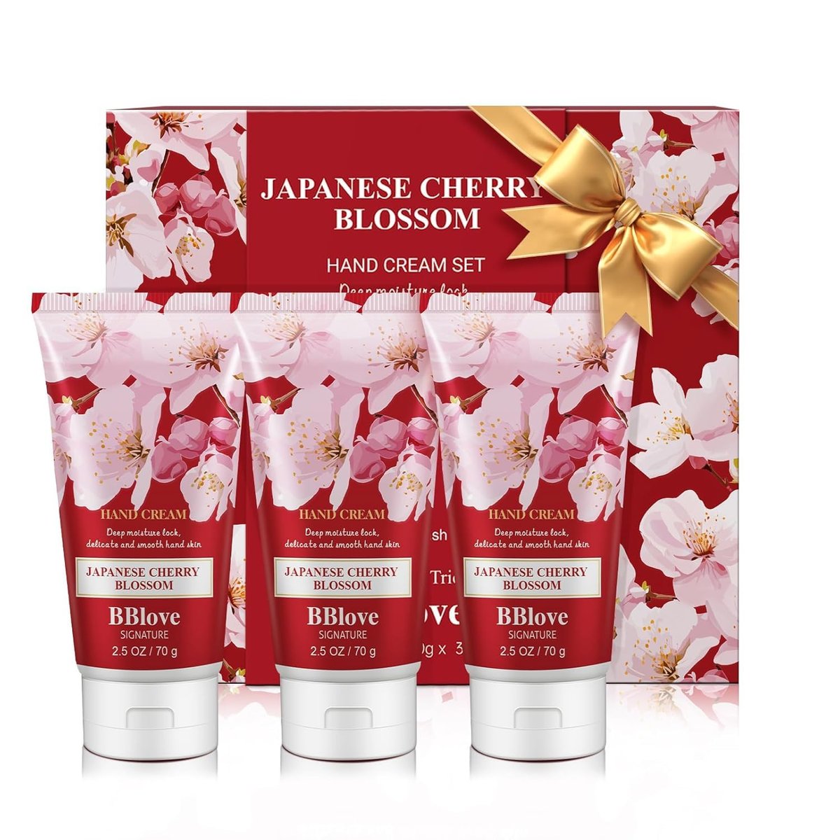 Luxury Hand Cream Moisturizing Set - 3-Pack 2.5 oz Japanese Cherry Blossom Lotion for Dry Hands, Travel-Sized Avelisse