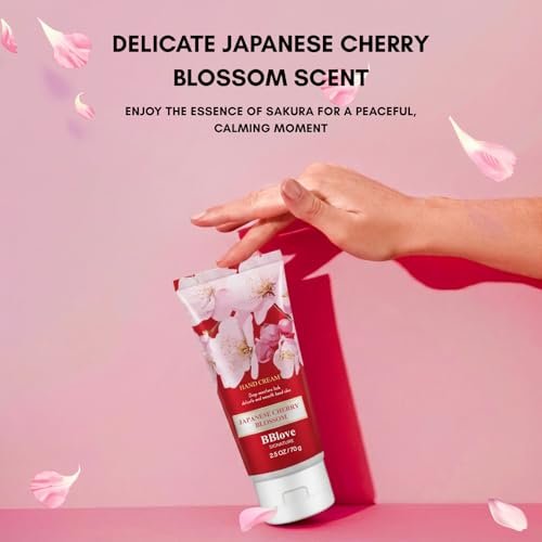 Luxury Hand Cream Moisturizing Set - 3-Pack 2.5 oz Japanese Cherry Blossom Lotion for Dry Hands, Travel-Sized Avelisse