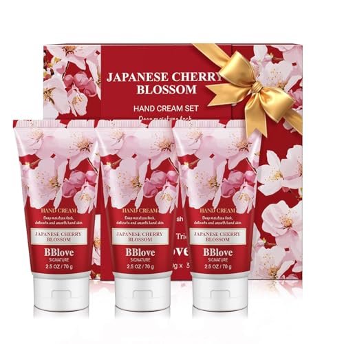 Luxury Hand Cream Moisturizing Set - 3-Pack 2.5 oz Japanese Cherry Blossom Lotion for Dry Hands, Travel-Sized Avelisse