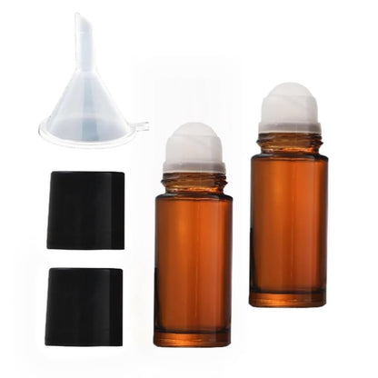 LNYMZD 2-Pack Brown Glass Essential Oil Roller Bottles - 30ml Refillable Roll-On Containers for Fragrances, Cosmetics & Deodorants