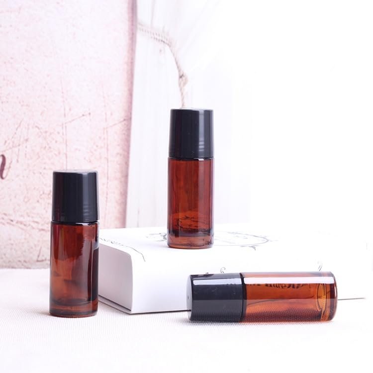 LNYMZD 2-Pack Brown Glass Essential Oil Roller Bottles - 30ml Refillable Roll-On Containers for Fragrances, Cosmetics & Deodorants - görsel 8