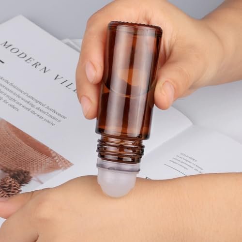 LNYMZD 2-Pack Brown Glass Essential Oil Roller Bottles - 30ml Refillable Roll-On Containers for Fragrances, Cosmetics & Deodorants - görsel 7