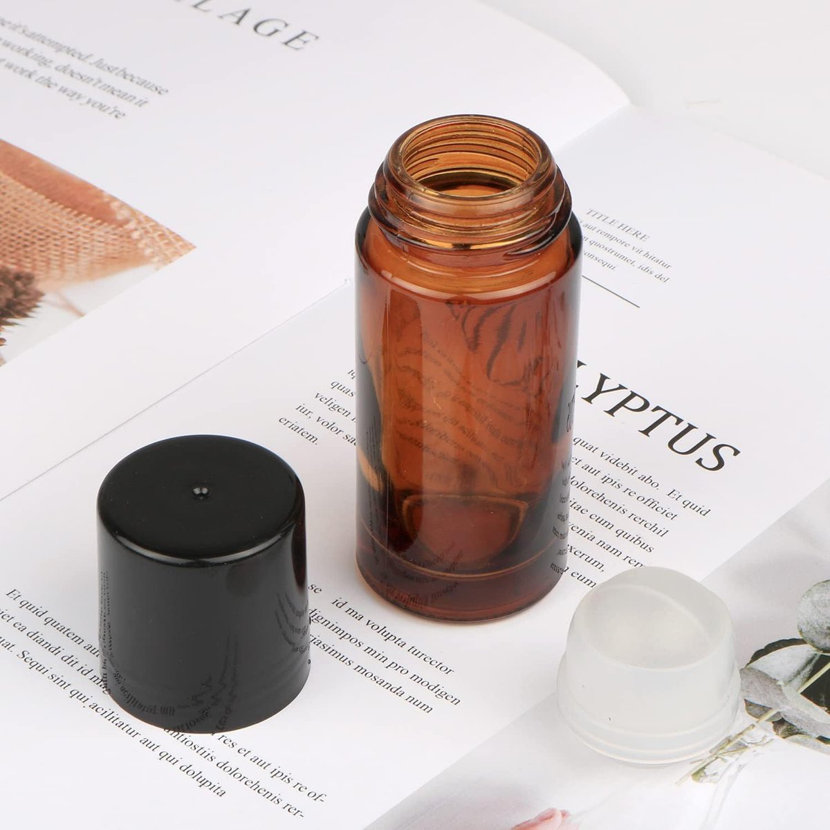 LNYMZD 2-Pack Brown Glass Essential Oil Roller Bottles - 30ml Refillable Roll-On Containers for Fragrances, Cosmetics & Deodorants - görsel 3