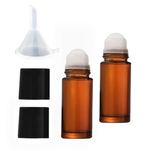 LNYMZD 2-Pack Brown Glass Essential Oil Roller Bottles - 30ml Refillable Roll-On Containers for Fragrances, Cosmetics & Deodorants - görsel 2