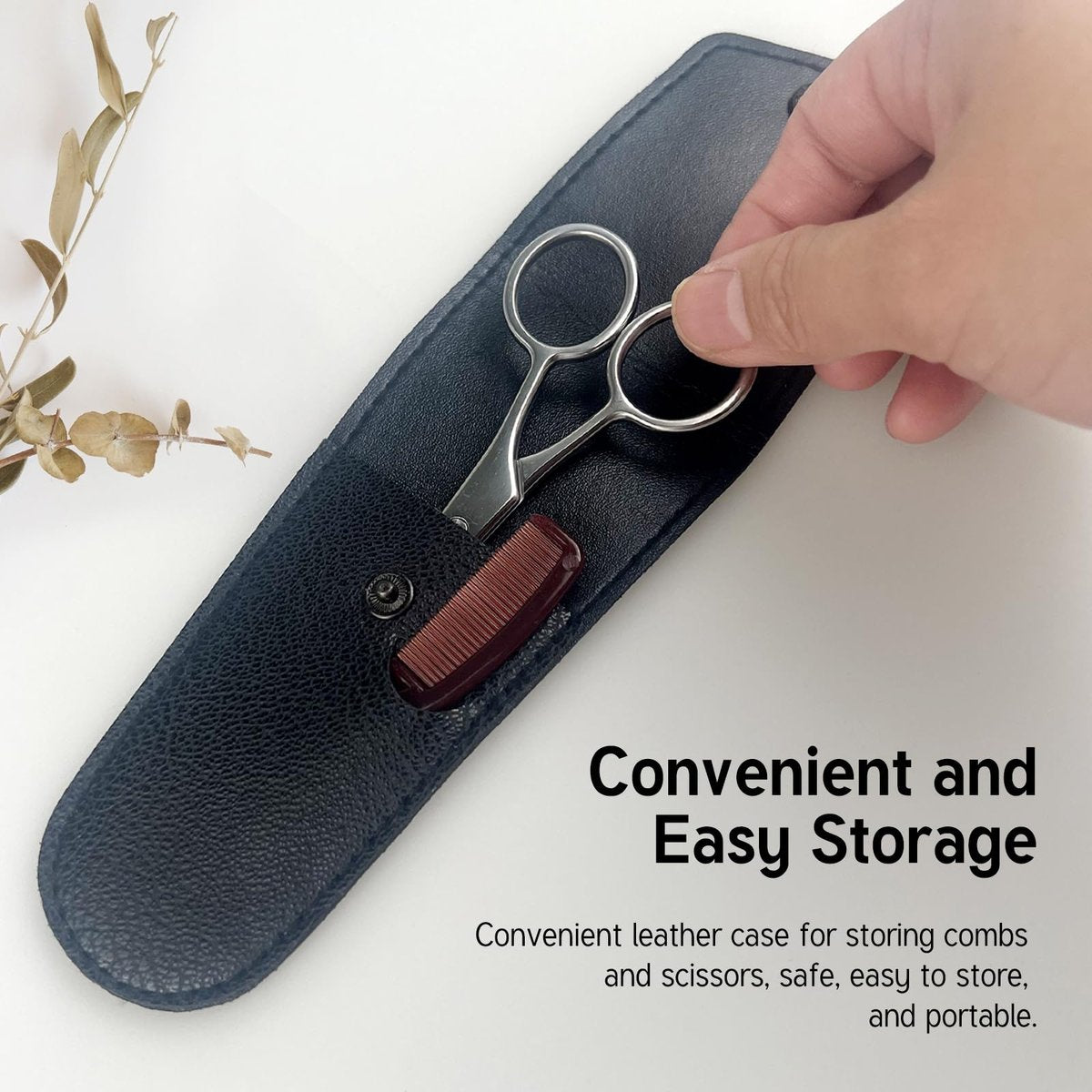 Jaasuee Mustache Grooming Set - Precision Scissors and Comb Kit for Men, Stainless Steel Facial Hair Trimming Scissors and Moustache Comb, Travel-Friendly - görsel 9