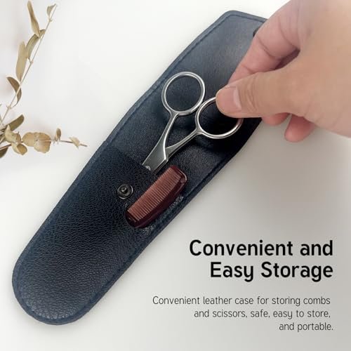 Jaasuee Mustache Grooming Set - Precision Scissors and Comb Kit for Men, Stainless Steel Facial Hair Trimming Scissors and Moustache Comb, Travel-Friendly - görsel 10