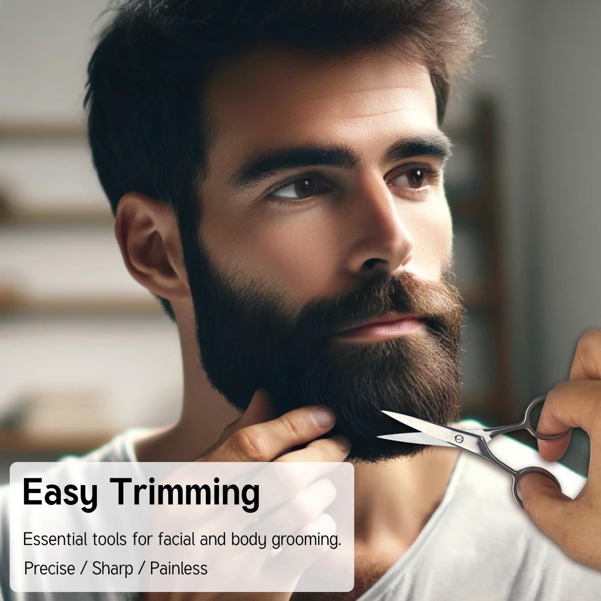 Jaasuee Mustache Grooming Set - Precision Scissors and Comb Kit for Men, Stainless Steel Facial Hair Trimming Scissors and Moustache Comb, Travel-Friendly - görsel 11