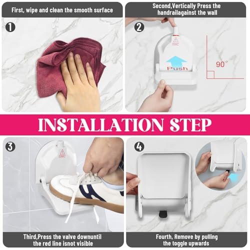 Foldable Shaving Step for Shower - Suction Cup Foot Rest for Shaving Legs, White ABS Shower Foot Rest Avelisse