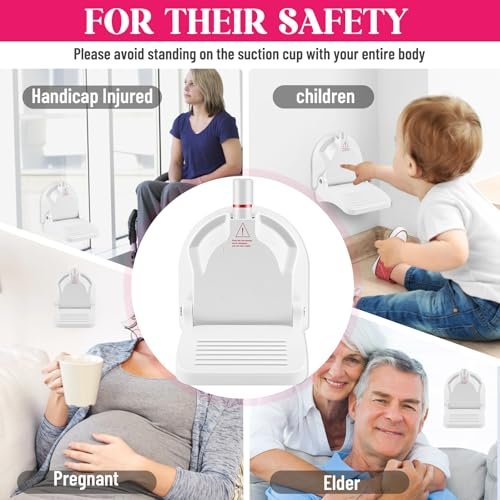 Foldable Shaving Step for Shower - Suction Cup Foot Rest for Shaving Legs, White ABS Shower Foot Rest Avelisse