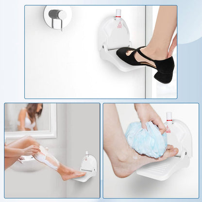 Foldable Shaving Step for Shower - Suction Cup Foot Rest for Shaving Legs, White ABS Shower Foot Rest Avelisse