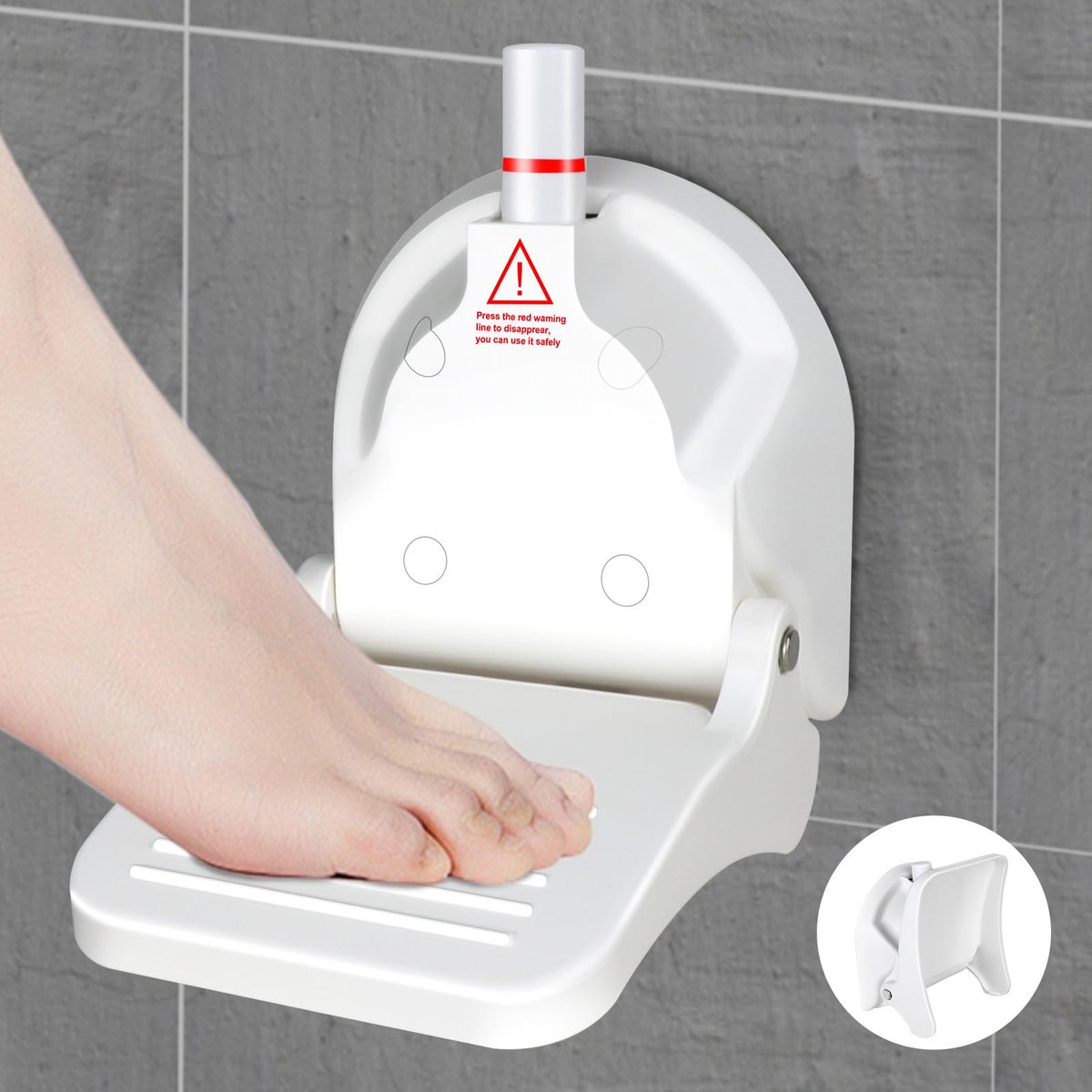 Foldable Shaving Step for Shower - Suction Cup Foot Rest for Shaving Legs, White ABS Shower Foot Rest Avelisse