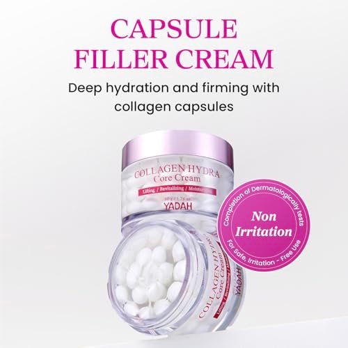 YADAH Collagen Hydra Core Cream – Capsule Filler Cream with 10 Types of Hyaluronic Acids, 1000ppm Low Molecular Collagen & Ceramide, Deep Hydration for Sensitive Skin, 1.76 oz Avelisse