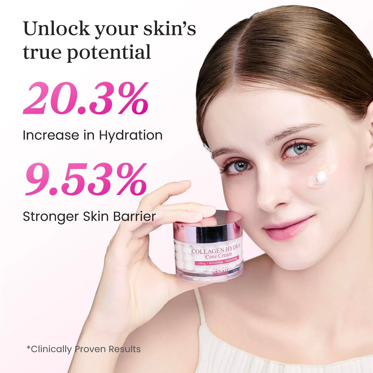 YADAH Collagen Hydra Core Cream – Capsule Filler Cream with 10 Types of Hyaluronic Acids, 1000ppm Low Molecular Collagen & Ceramide, Deep Hydration for Sensitive Skin, 1.76 oz Avelisse