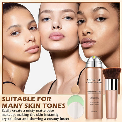 LZXLUKGIR Air Brush Foundation Makeup - Natural/Warm Porcelain, Buildable Coverage, Moisturizing Formula for Smooth Radiant Skin (4-Pack)