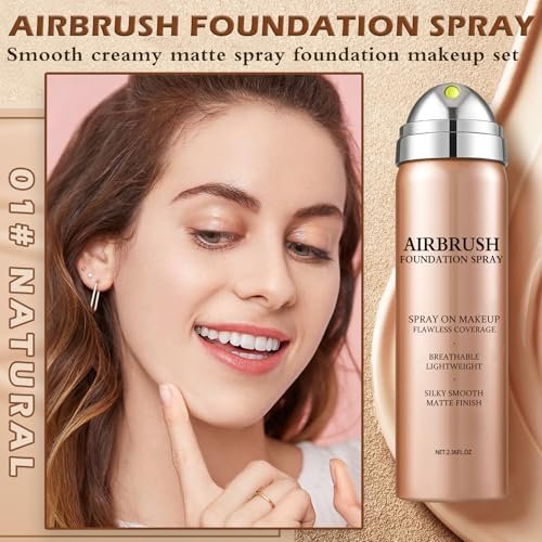 LZXLUKGIR Air Brush Foundation Makeup - Natural/Warm Porcelain, Buildable Coverage, Moisturizing Formula for Smooth Radiant Skin (4-Pack) - görsel 4