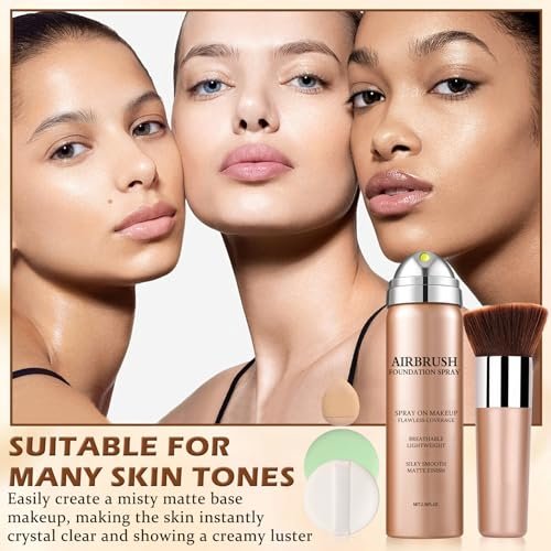 LZXLUKGIR Air Brush Foundation Makeup - Natural/Warm Porcelain, Buildable Coverage, Moisturizing Formula for Smooth Radiant Skin (4-Pack) - görsel 14