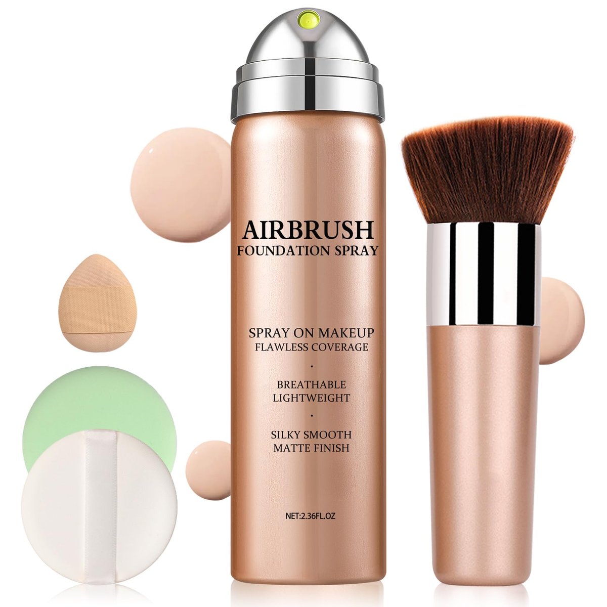 LZXLUKGIR Air Brush Foundation Makeup - Natural/Warm Porcelain, Buildable Coverage, Moisturizing Formula for Smooth Radiant Skin (4-Pack) - görsel 1