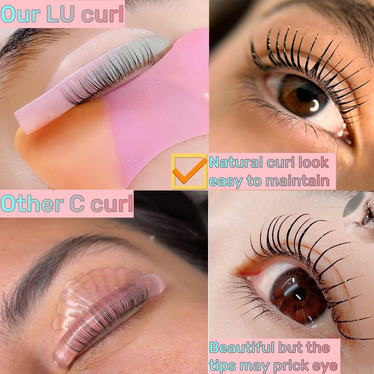 ICONSIAM Lash Lift Shields LU Curl 8 Size Lifting Pads for DIY Eyelash Lamination - Reusable Silicone Perm Rods Avelisse