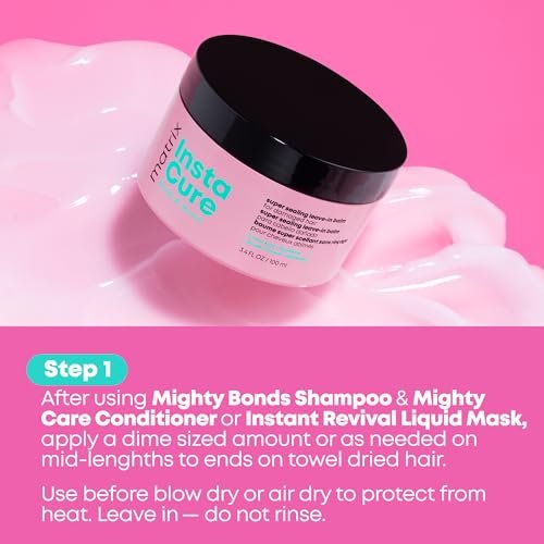 Matrix Instacure Build-A-Bond Super Sealing Leave-In Balm - Repairs & Seals Damaged Hair, Heat Protectant & Frizz Control, with Citric Acid & Squalane, Vegan, Sulfate-Free, Paraben-Free (3.4 oz) Avelisse
