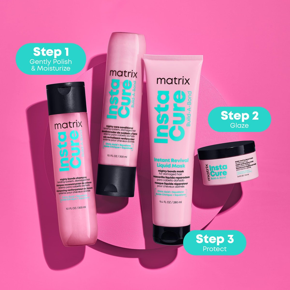 Matrix Instacure Build-A-Bond Super Sealing Leave-In Balm - Repairs & Seals Damaged Hair, Heat Protectant & Frizz Control, with Citric Acid & Squalane, Vegan, Sulfate-Free, Paraben-Free (3.4 oz) Avelisse