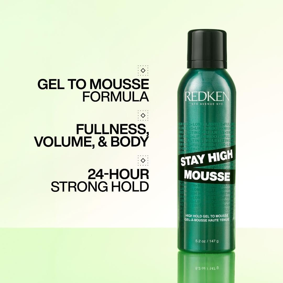 Redken Stay High Volumizing Mousse for Fine Hair - High Hold Gel to Mousse, Strong Hold for 24 Hours Avelisse
