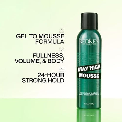 Redken Stay High Volumizing Mousse for Fine Hair - High Hold Gel to Mousse, Strong Hold for 24 Hours Avelisse