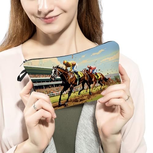 Livel lhood Kentucky Horse Race Makeup Bag – Horse Racing Illustration Print Cosmetic Pouch for Women & Racing Fans - görsel 8
