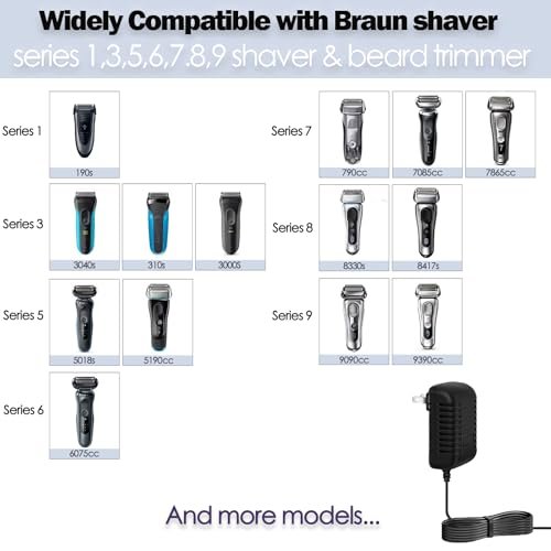 Liopif 12V Charger Replacement for Braun Series 3/5/6/7/8/9 Shavers – Cord Wall Power Adaptor for Braun Beard Trimmer & Electric Razor (Z20, 5513, 310s, 3040s) - görsel 4