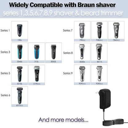 Liopif 12V Charger Replacement for Braun Series 3/5/6/7/8/9 Shavers – Cord Wall Power Adaptor for Braun Beard Trimmer & Electric Razor (Z20, 5513, 310s, 3040s)