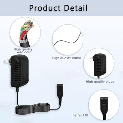 Liopif 12V Charger Replacement for Braun Series 3/5/6/7/8/9 Shavers – Cord Wall Power Adaptor for Braun Beard Trimmer & Electric Razor (Z20, 5513, 310s, 3040s)