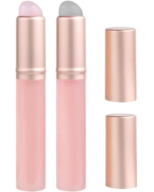 2 Pcs Silicone Lip Brush with Cap for Lipstick Lip Gloss - Pink