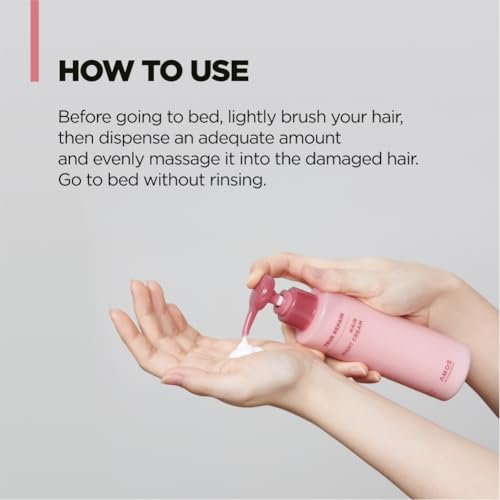 AMOS PROFESSIONAL True Repair Hair Night Cream 6.0 fl oz – K-Beauty Overnight Hair Primer & Leave-In Conditioner for Dry & Damaged Hair Avelisse