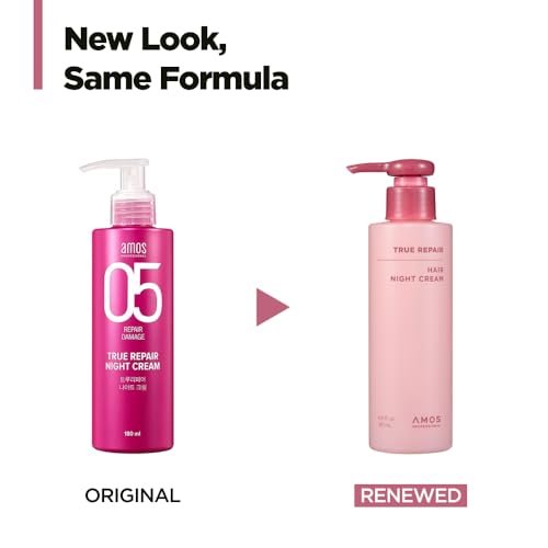 AMOS PROFESSIONAL True Repair Hair Night Cream 6.0 fl oz – K-Beauty Overnight Hair Primer & Leave-In Conditioner for Dry & Damaged Hair Avelisse