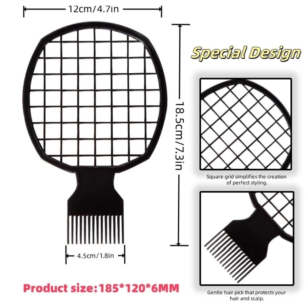 TIKMNO Upgraded 2-Piece Hair Twist Comb & Hair Sponge Brush Set - Superior Curl Definition for Men and Women (Black) - görsel 3