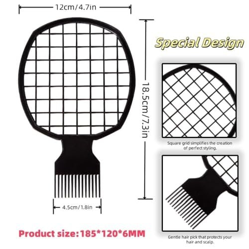 TIKMNO Upgraded 2-Piece Hair Twist Comb & Hair Sponge Brush Set - Superior Curl Definition for Men and Women (Black) - görsel 4