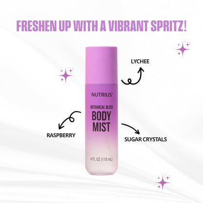 Nutrius Botanical Bliss Body Mist - Hydrating Natural Fragrance Spray for Women, Vegan & Cruelty Free, 4 fl oz Avelisse