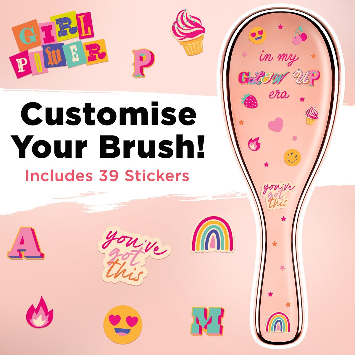 6 Pcs Hair Brush Set with Brush & Combs - Detangling Brush for All Types with Wide Tooth & Tail Comb, Scrunchie & Claw Clip - Hair Care Gift Set with Stickers for Teen Girls, Women & Kids Avelisse