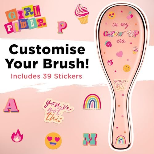 6 Pcs Hair Brush Set with Brush & Combs - Detangling Brush for All Types with Wide Tooth & Tail Comb, Scrunchie & Claw Clip - Hair Care Gift Set with Stickers for Teen Girls, Women & Kids Avelisse